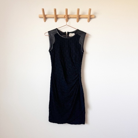 Sea New York Dresses & Skirts - SEA New York Leather and Lace Black Dress